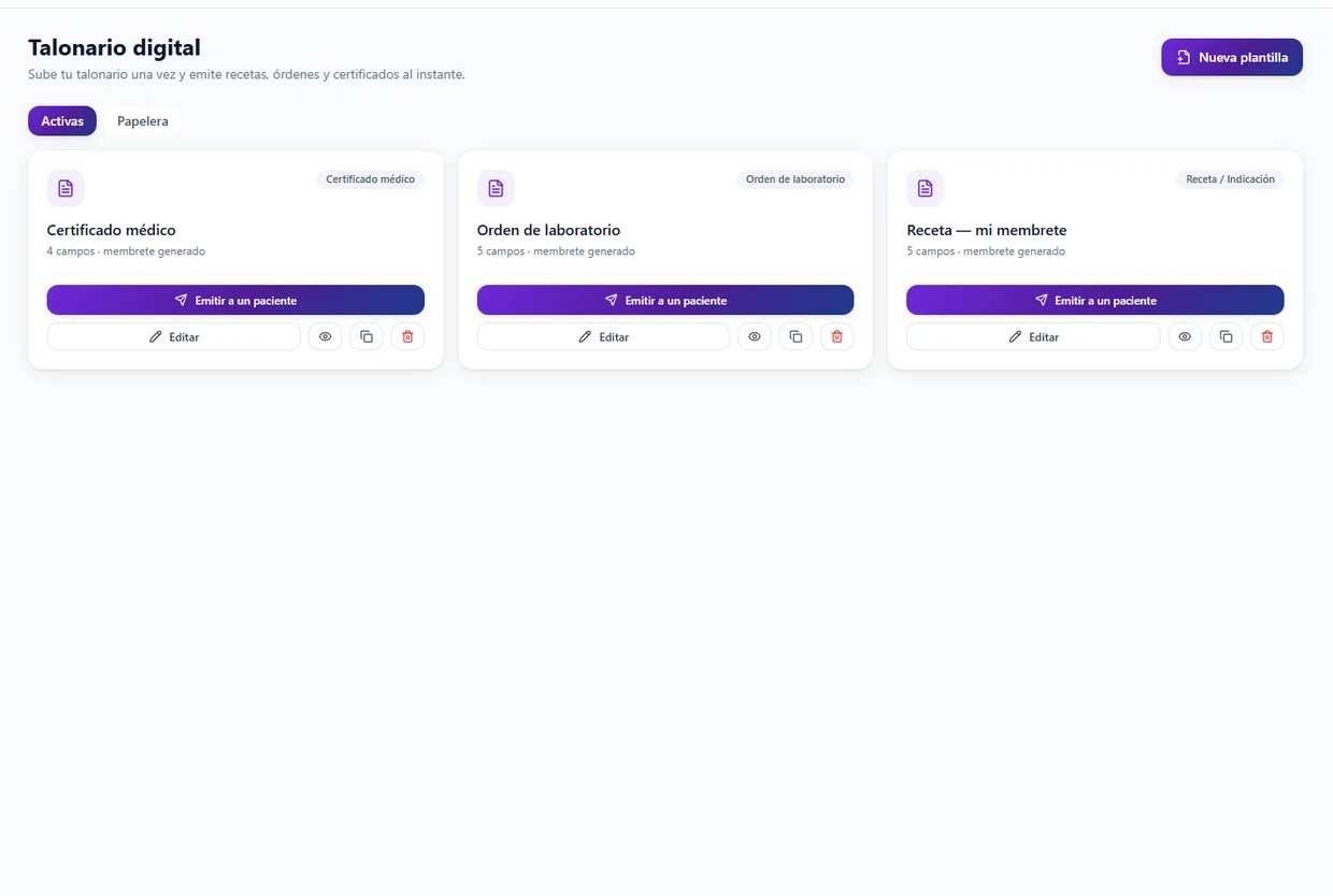 El talonario digital de NuvacomMED: receta, orden de laboratorio y certificado con membrete